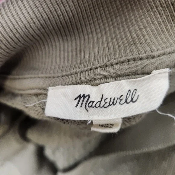 Madewell Short Sleeve Polo‎ Top Women's Medium Olive Green Textured Knit - Picture 3 of 9